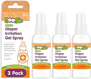 Boogie Hypochlorous Acid Diaper Irritation Gel Spray, Baby Essentials for Diaper Rash, Soothing Cleansing Spray, 3.4oz (Pack of 3)