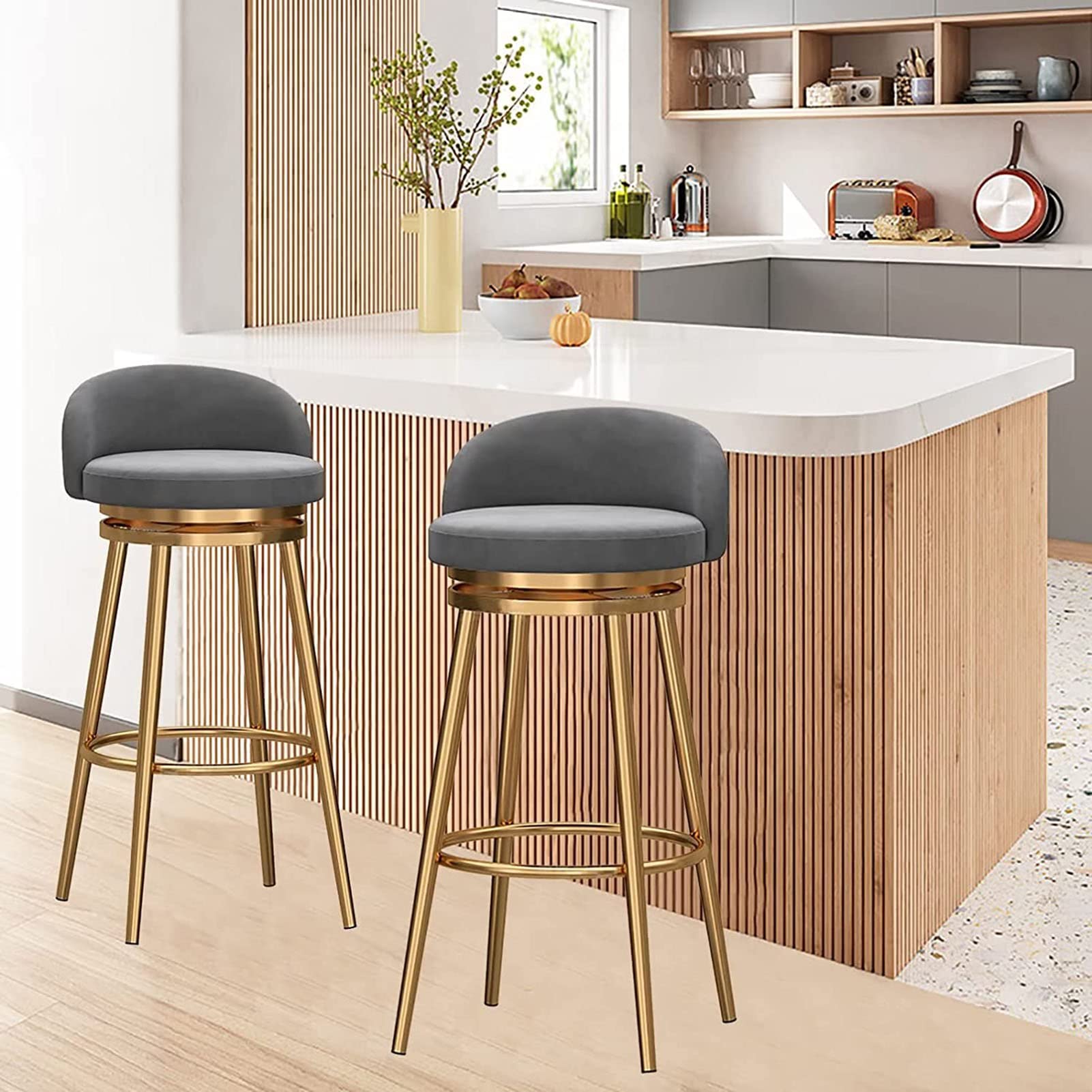 Tabouret TUKA MID Structure Métal Assise Rembourré Tapissé Gris Anthracite