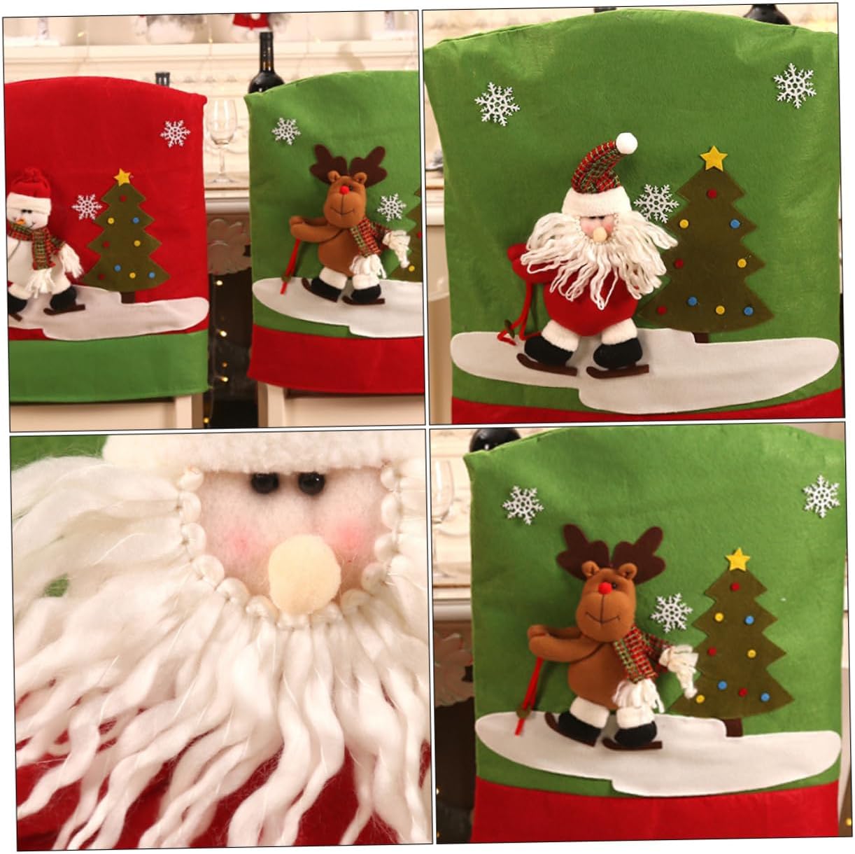 Christmas Chair Back Cover 2pcs Practical Xmas Chair Slipcover Sets for Home