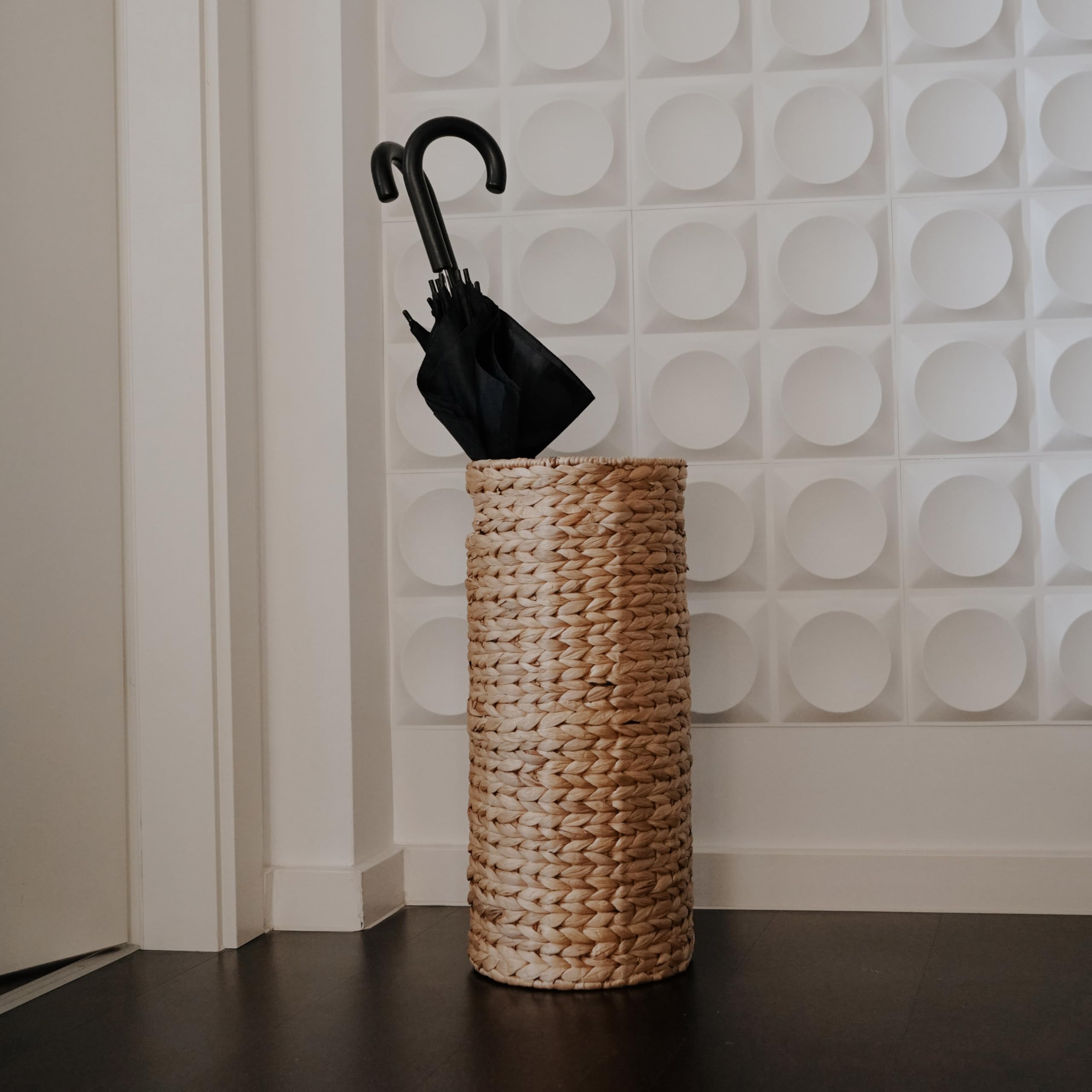 Decorasian Portaombrelli alto in giacinto d'acqua effetto rattan, portaombrelli, Ø 22 cm, altezza 50 cm, naturale, per corridoio e guardaroba, carta da regalo e rotoli di poster