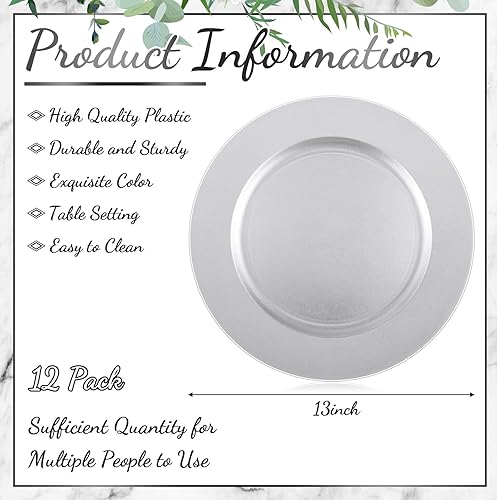 Miniatura 23 de Tanlade 50 Pcs 13 Inch Charger Plates Bulk Round Wedding Chargers Plastic Dinner Plates for Table Setting Wedding Party Decoration (Gold)