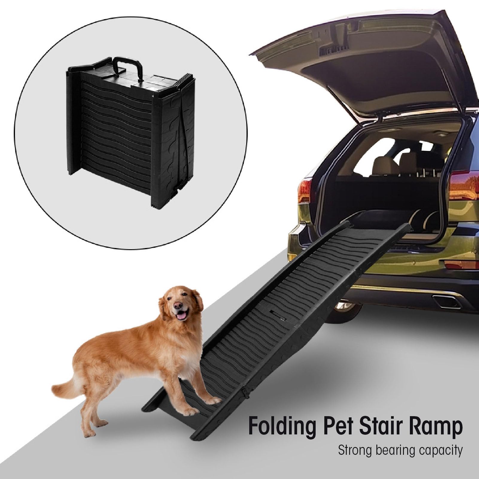 Rampa Plegable para Coche para Perros, Rampa Plegable para Escaleras para Mascotas, Escalera Ligera para Gatos, Escalones Exteriores para Mascotas para Camiones, Coches, SUV