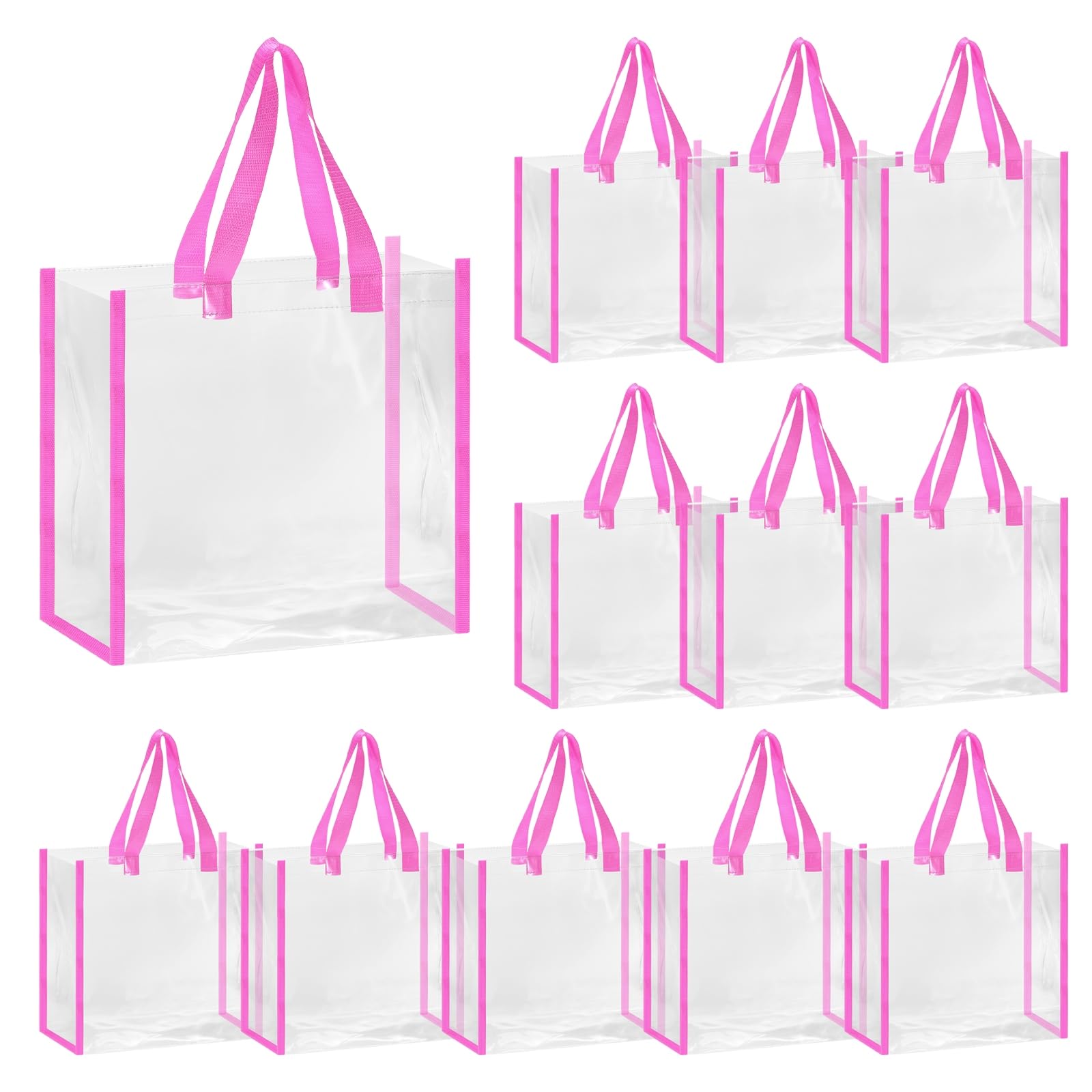 uxcell Clear Tote Bags Bulk, Plastic Tote Bags with Handles PVC Stadium Approved Clear Bags