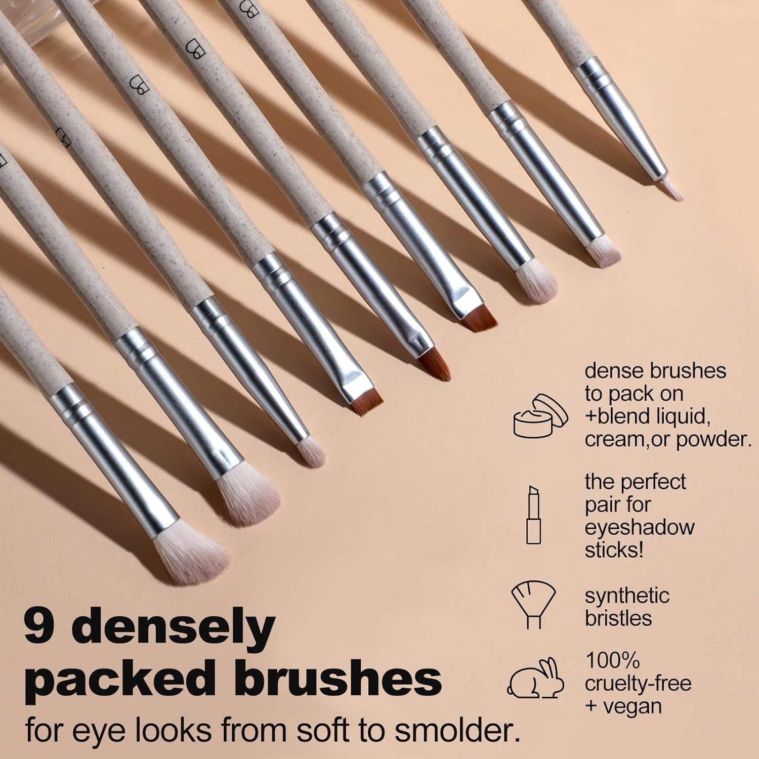 BS-MALL Makeup Brushes Set – Premium 14 Pcs Brush Collection with 4 Pcs Mini Sponges & Case, Perfect for Travel, Complete Beauty Tools for Women (Wheat straw)