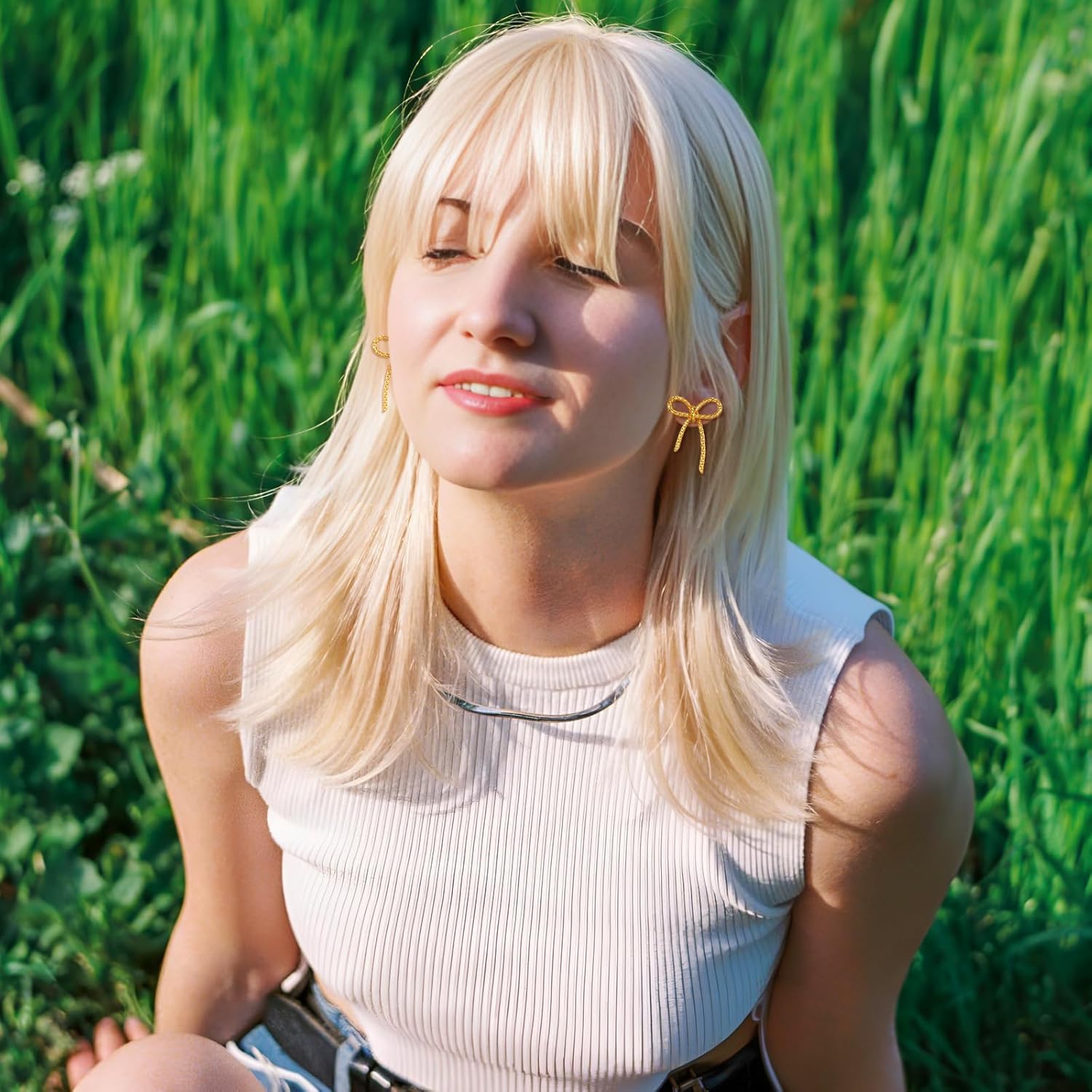 Gold Bow Stud Earrings for Women Statement Bow Stud Earrings - Image 3