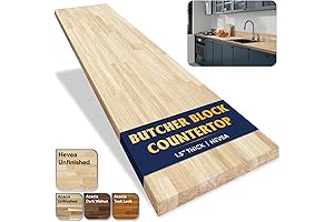 48'' x 25'' x 1.5'' Hevea Butcher Block Counter: Unfinished Charm for Home Projects