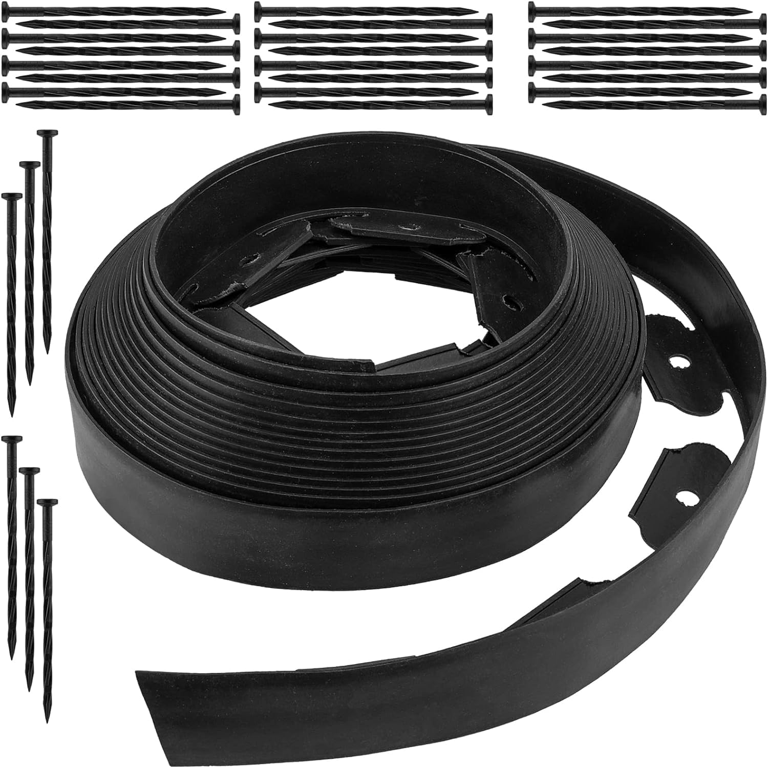 FOX & FERN Landsccape Edging/Garden Fence/Garden Border/Flower Bed Edge/Tree Surrounding | Anchoring Spikes/Nails (10 CM HT, Black) GAGE10BL