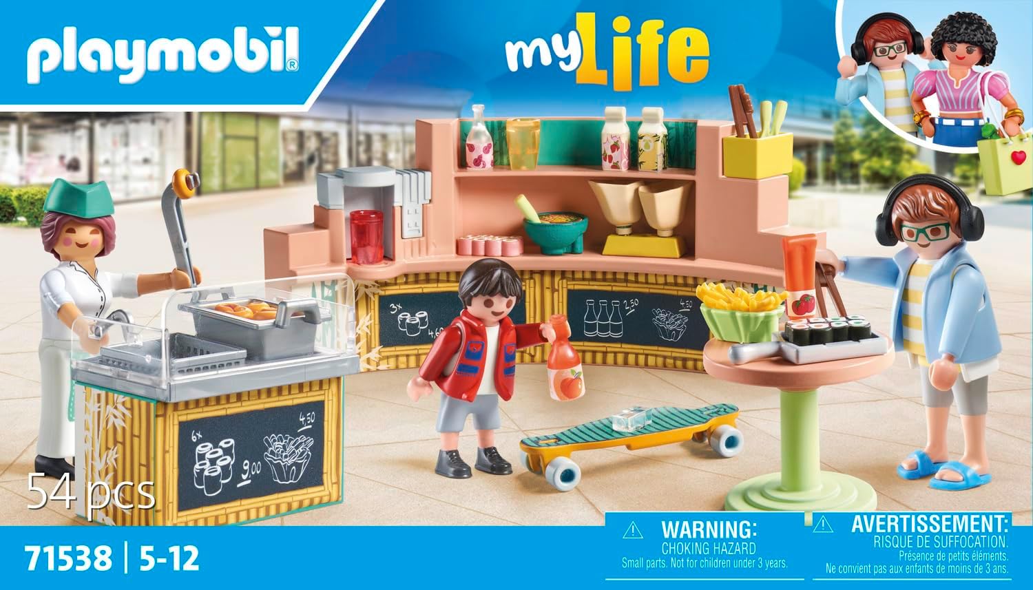 Playmobil 71538 Fast Food Stand - Includes Three Characters, Sales Counter, Grill with Deep Fryer and Basket - MyLife - From 5 Years