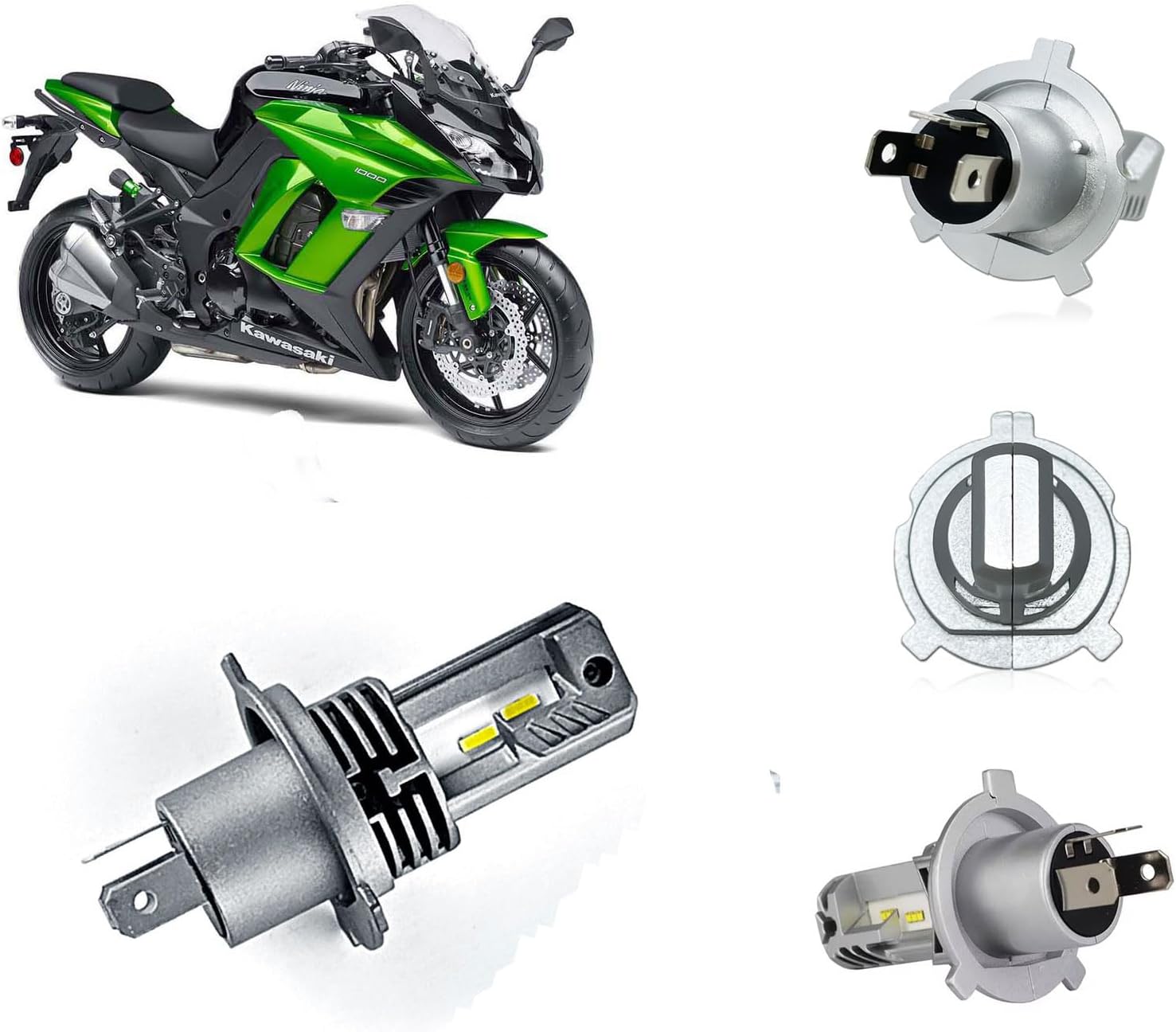 Auto PearlAuto Pearl V3 LED Headlight Bulbs Hi/Low Beam Fits for Vehicle H4 Compatible with Ninja 1000 (Pack of 1)