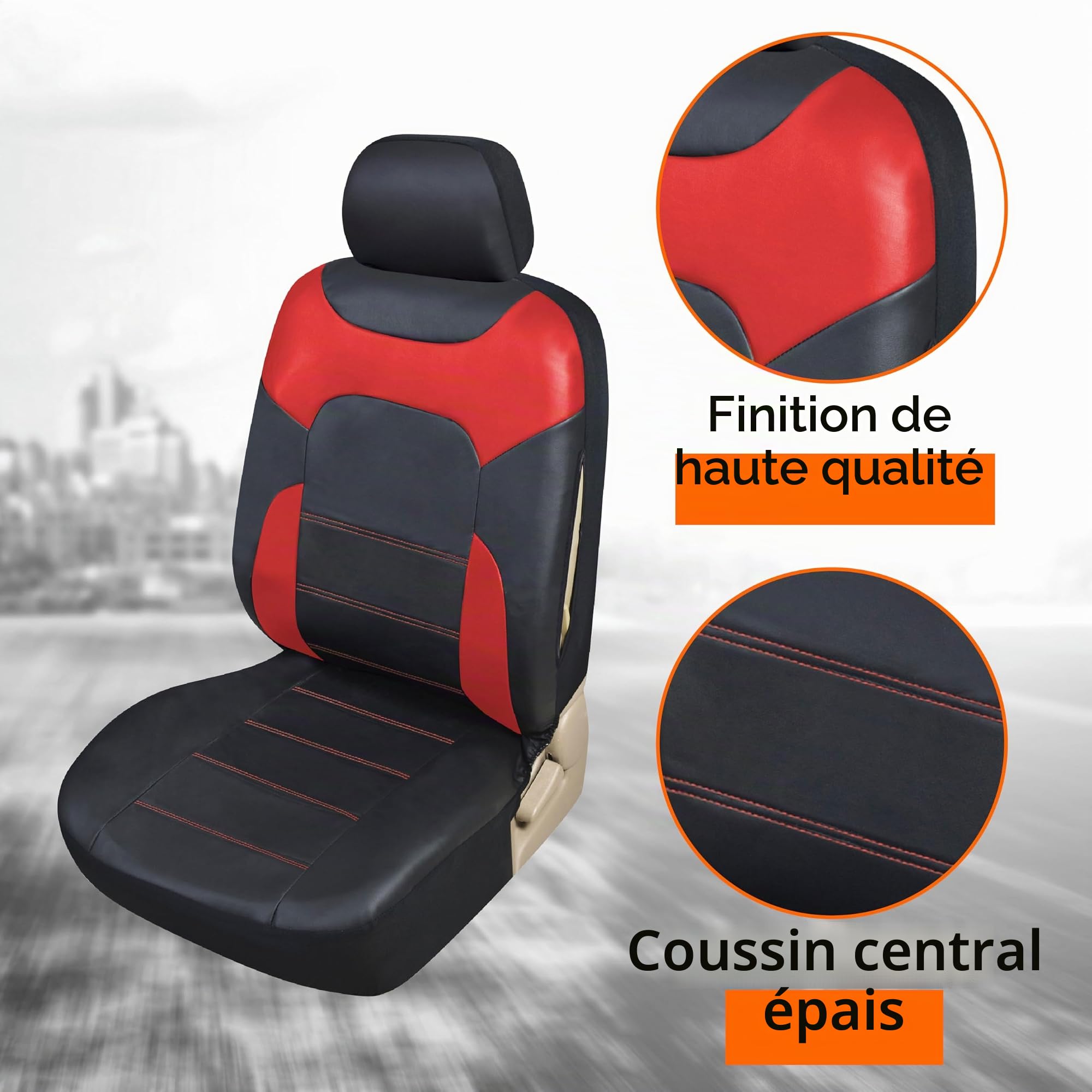 upgrade4cars Housses de Siège de Voiture Avant Simili-Cuir Universelle