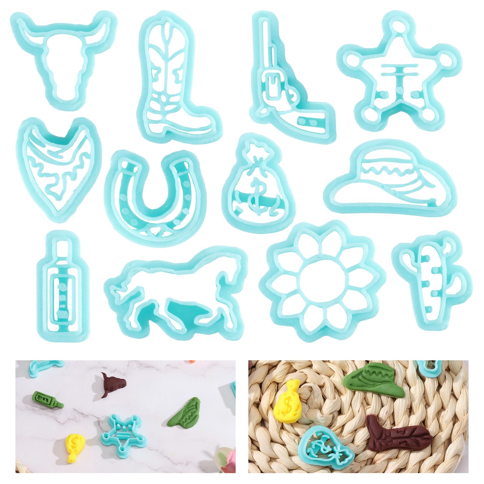 ORIGACH 12 Pcs Western Cowboy Clay Cutters, West Cowboy Polymer Clay Cutter Set for Earring Making, Jewelry Making Tool