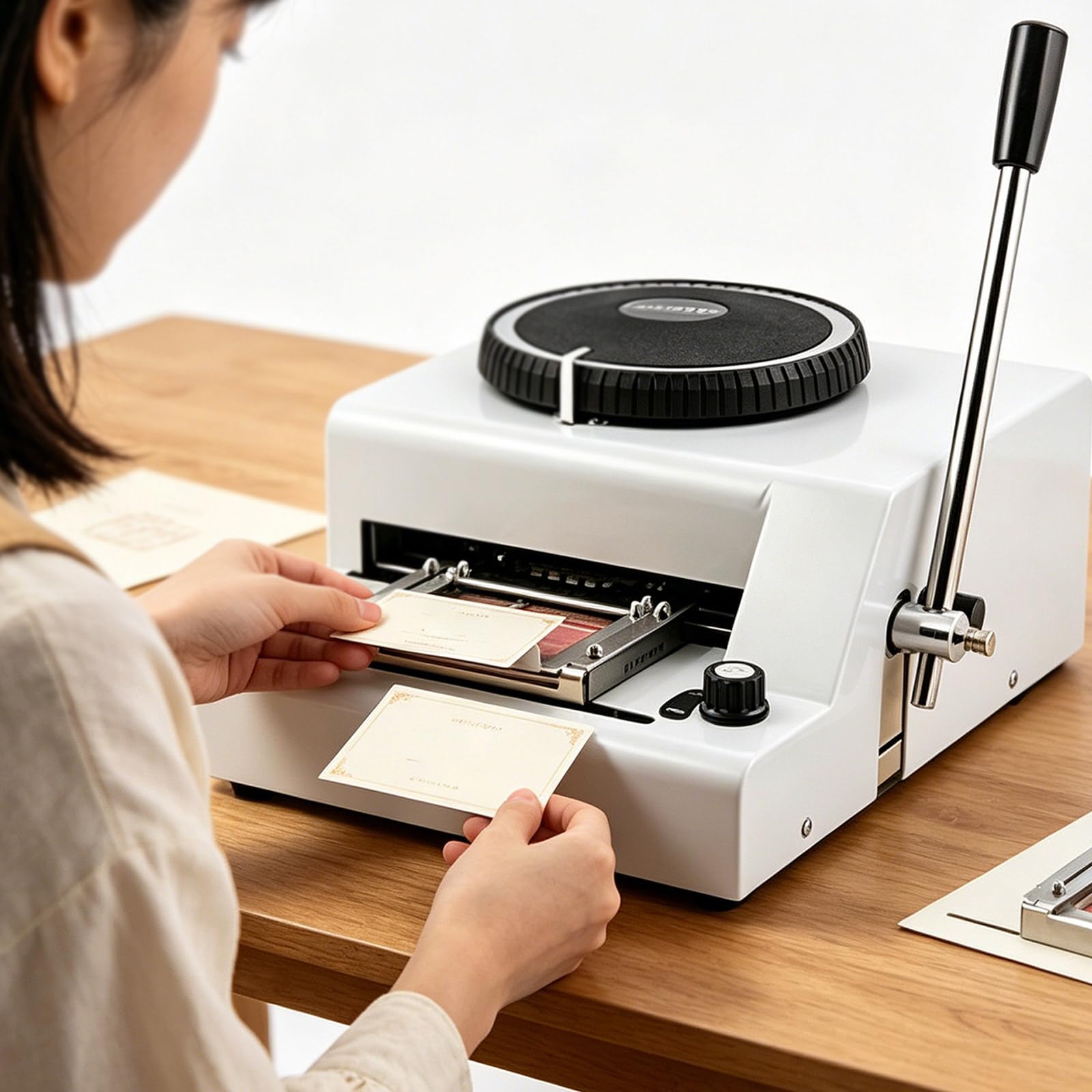 ZyKnaurral Custom Pet ID Manual Embosser Machine, Credit, VIP & Gift Cards Embosser,72 Characters,Precise Positioning,Adjustable Character Spacing and Depth