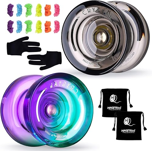 Miniatura 15 de MAGICYOYO Yoyo K2 Responsive para niños principiantes Yoyo con 2 guantes de yoyo, 2 bolsas de yoyo, 12 cuerdas de yo (verde cristal + rosa púrpura