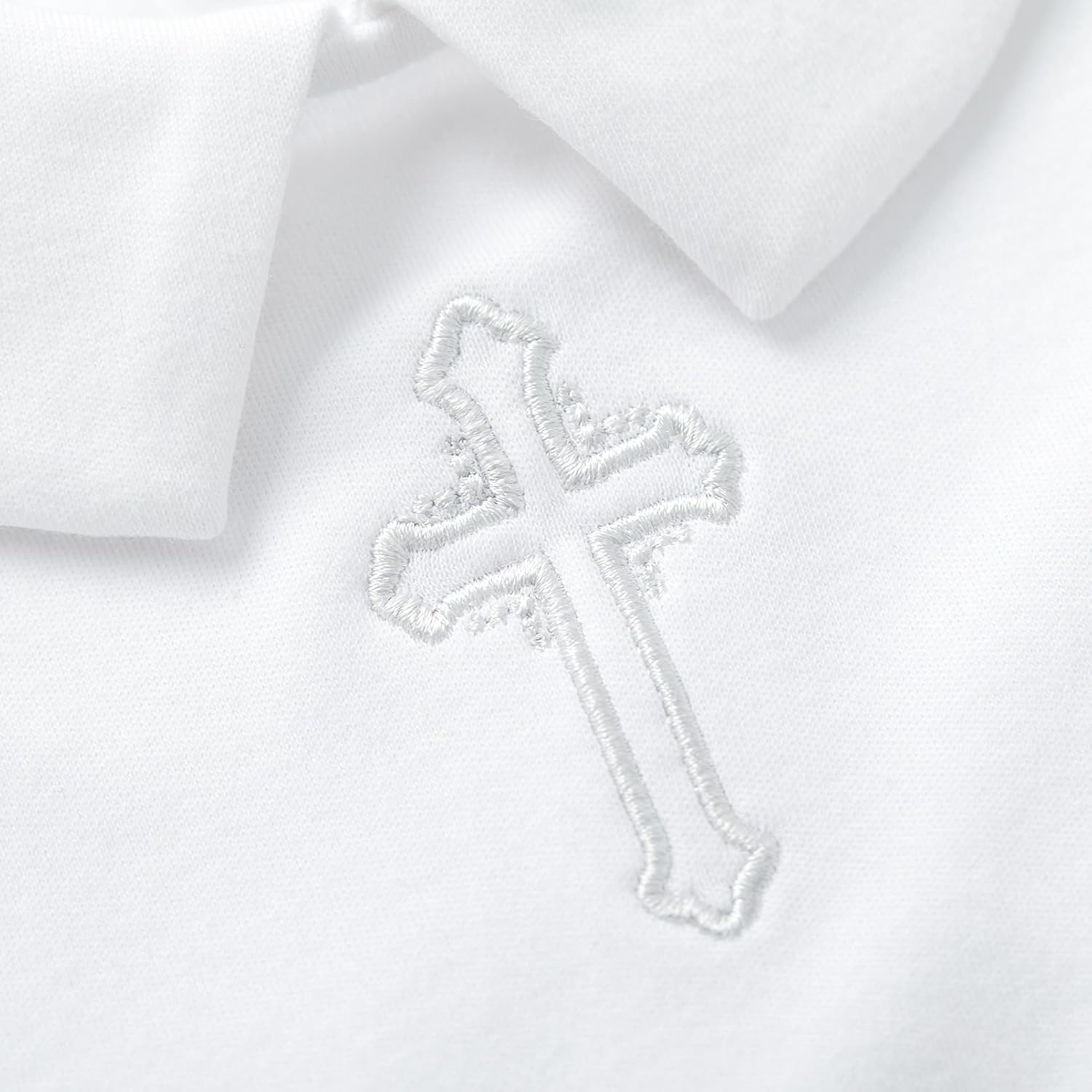 pureborn Unisex Baby Jumpsuit Infant Boys Girls Cotton Spring Fall Romper One-Piece Coverall Baptism Outfit White 0-24 Months - Image 4