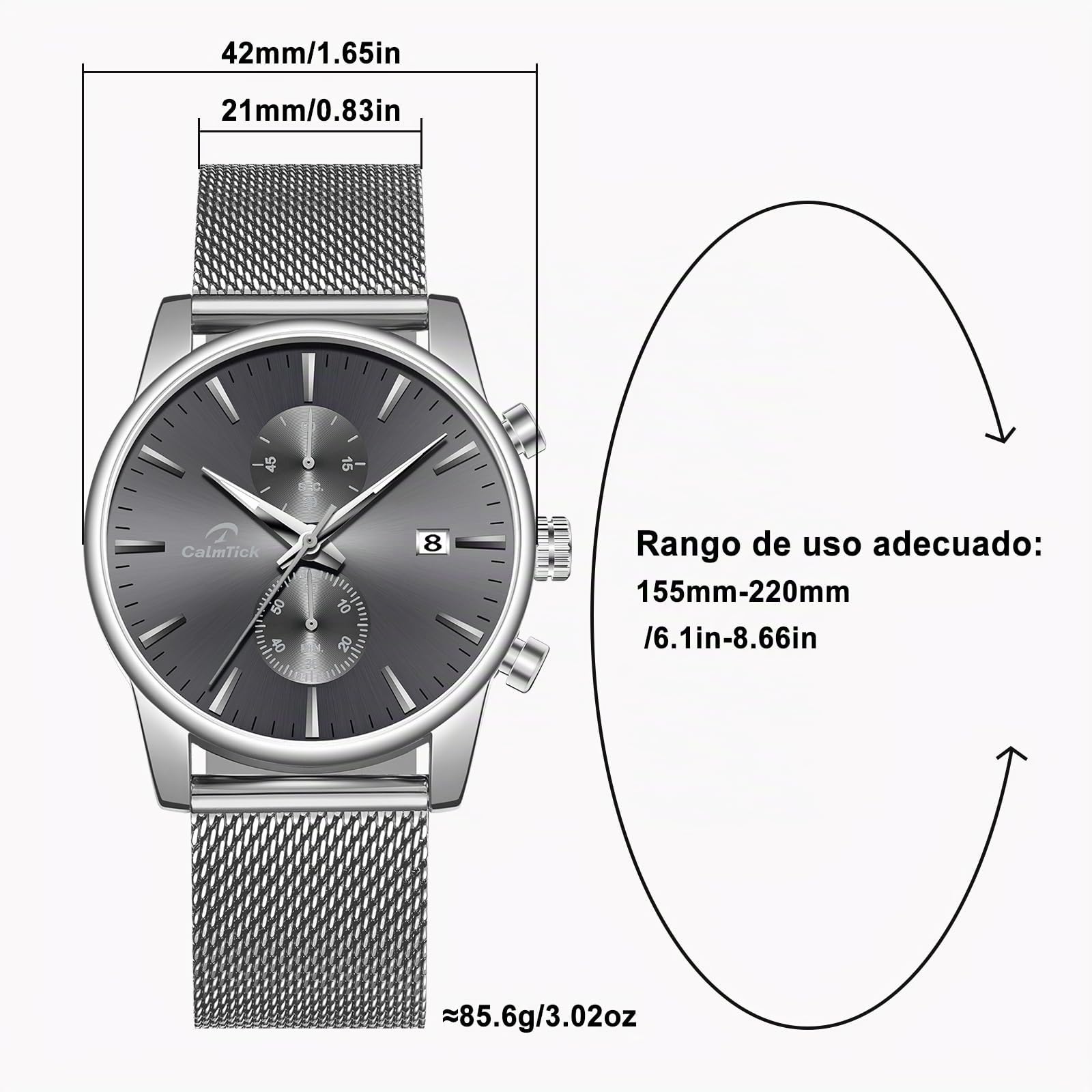 AVTREK Reloj de Cuarzo para Hombre, Acero Inoxidable, Manecillas Luminosas