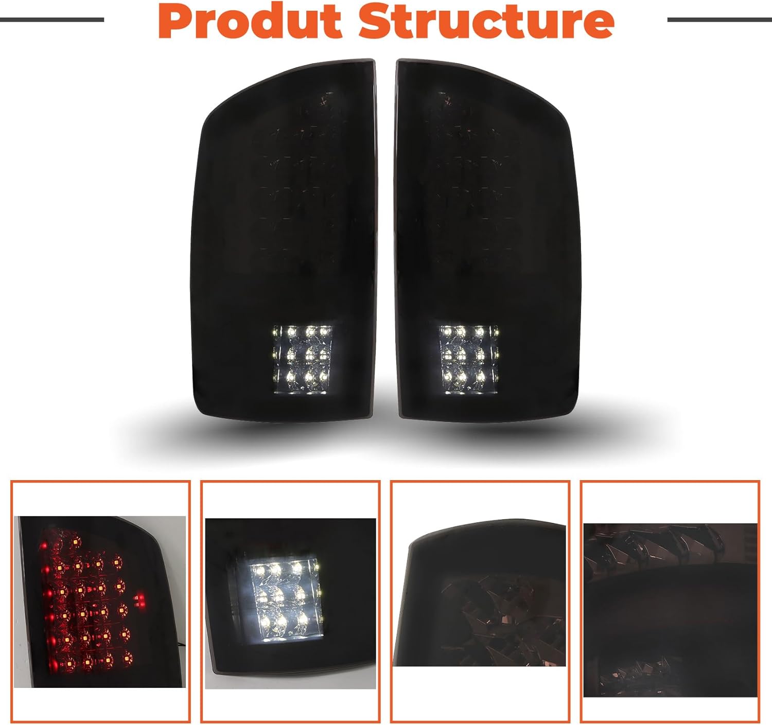 labwork Sinister Black Tail Lights Assembly Brake Reverse Lamps Smoke Lens Replacement for Ram 1500 2500 3500 2002-2006 Driver & Passenger Side 55077348AF 55077347AF 55077347AE