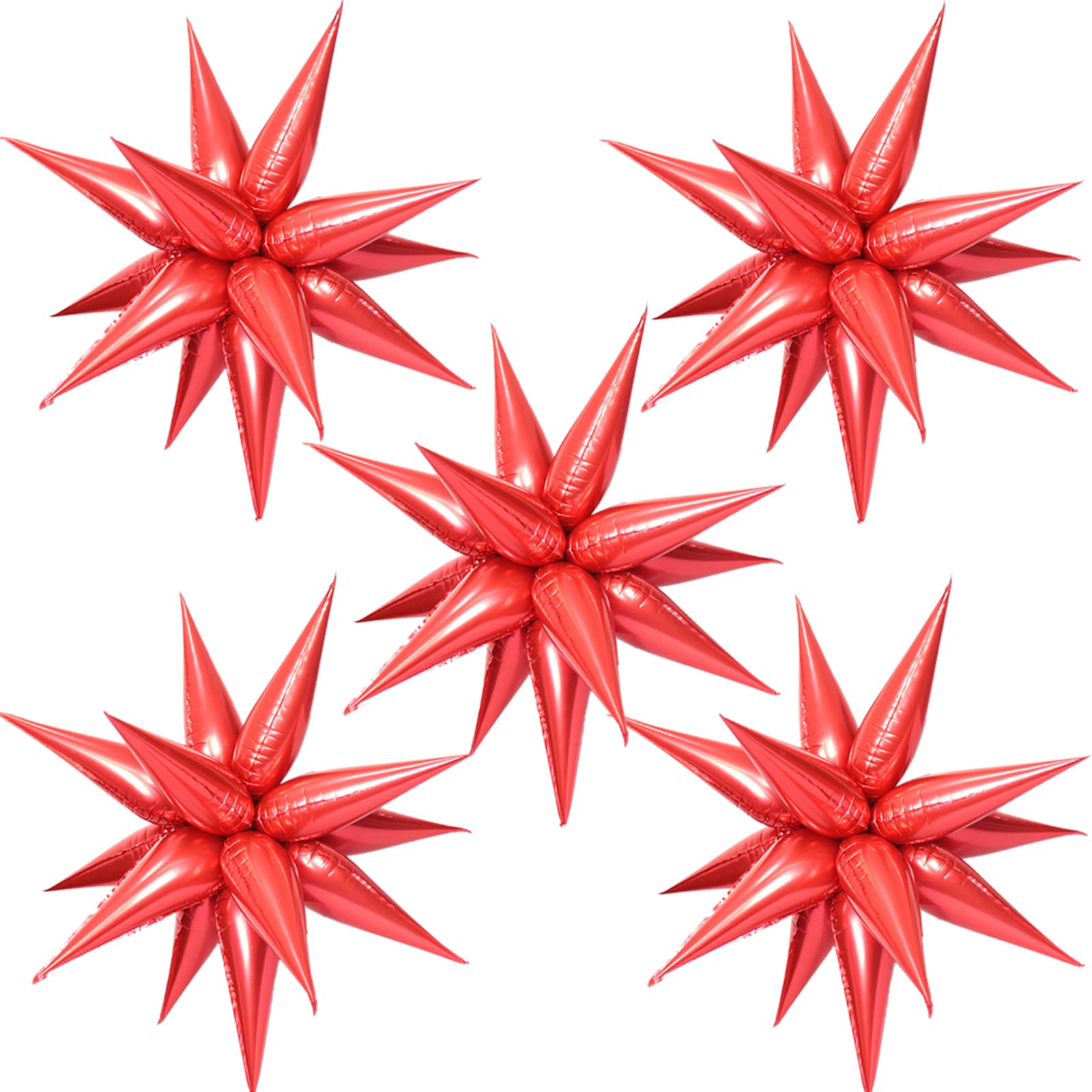60 Pcs Red Star Balloons Foil 26 inch Explosion Star Balloon 12 Point Mylar Balloons for Birthday Wedding Valentines Day Bridal Shower Party