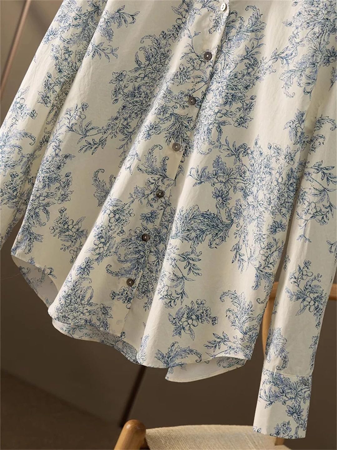 Camisas con estampado floral para mujer, 100% algodón, cuello redondo, blusas