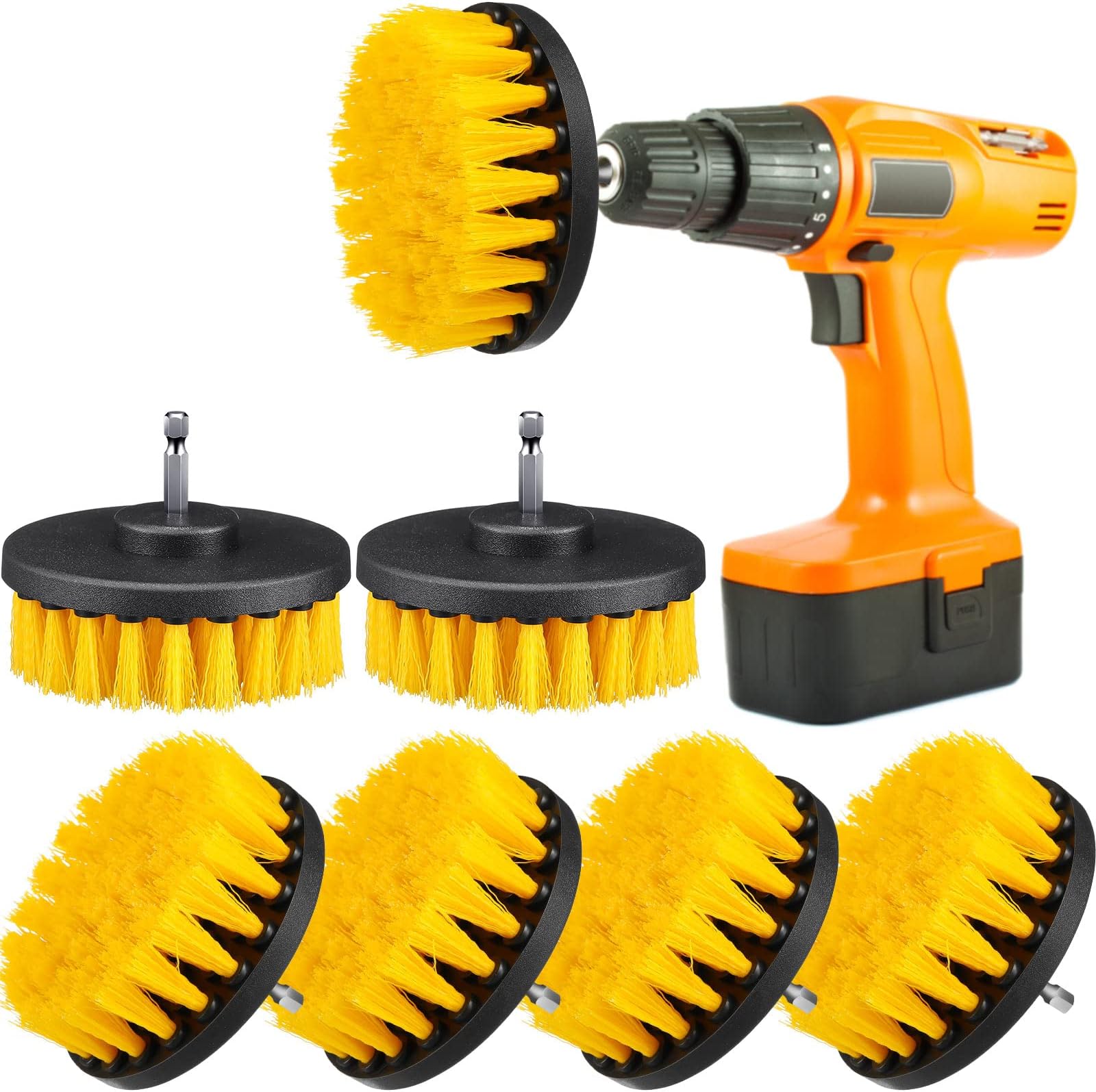 Remerry 6 Pcs Drill Brush Attachment Power Scrubber Cleaning Kit Multi Purpose Set Brushes for Bathroom Surfaces Tub Grout Shower Kitchen Tile Auto Car Boat