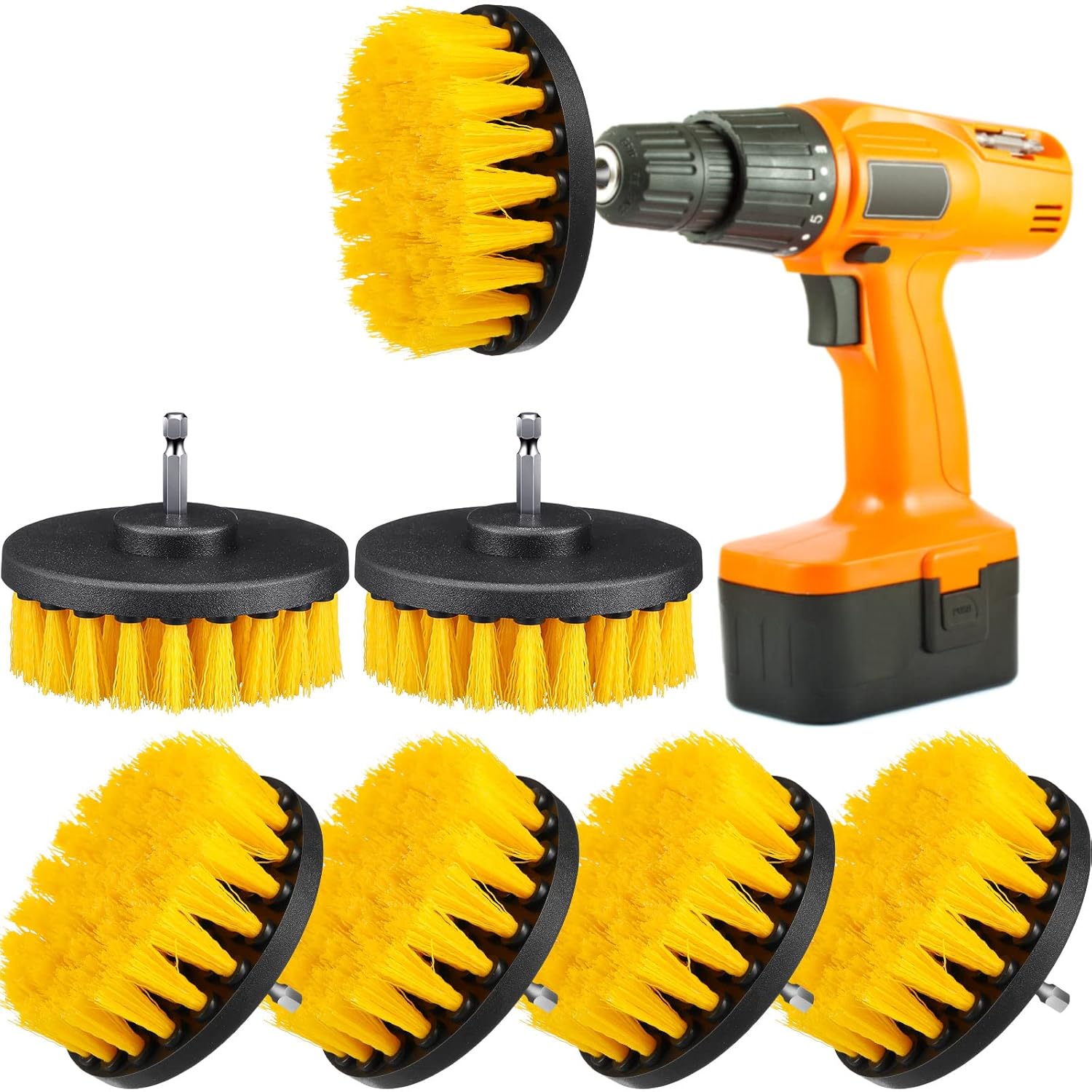 Remerry 6 Pcs Drill Brush Attachment Power Scrubber Cleaning Kit Multi Purpose Set Brushes for Bathroom Surfaces Tub