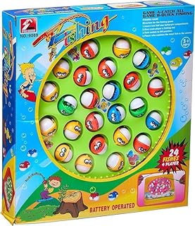 لعبة للأطفال - مجموعة ألعاب صيد السمك 24 قطعة - لعبة صيد سريعة المفعول! 1-4 لاعبين للاطفال والبالغين الأولاد والبنات، هدية عيد ميلاد للحفلات