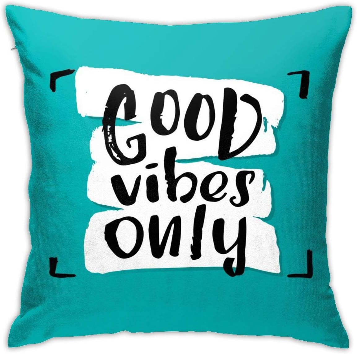 Yaateeh Motivational Quotes Good Vibes Only Teal Turquoise Throw Pillow Covers Decorative 18x18 Inch Pillowcase Square Cushion Cases for Home Sofa Bedroom Livingroom