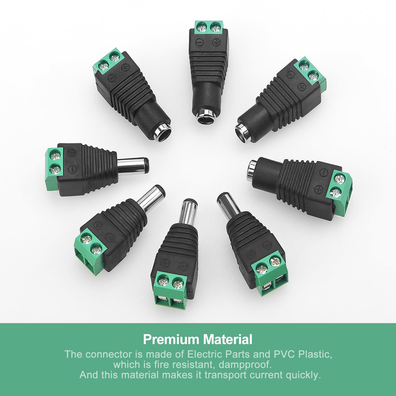 Connettori DC 5.5x2.1mm - 32 Pezzi (16 Coppie), Per Alimentazione CCTV, LED, 12V