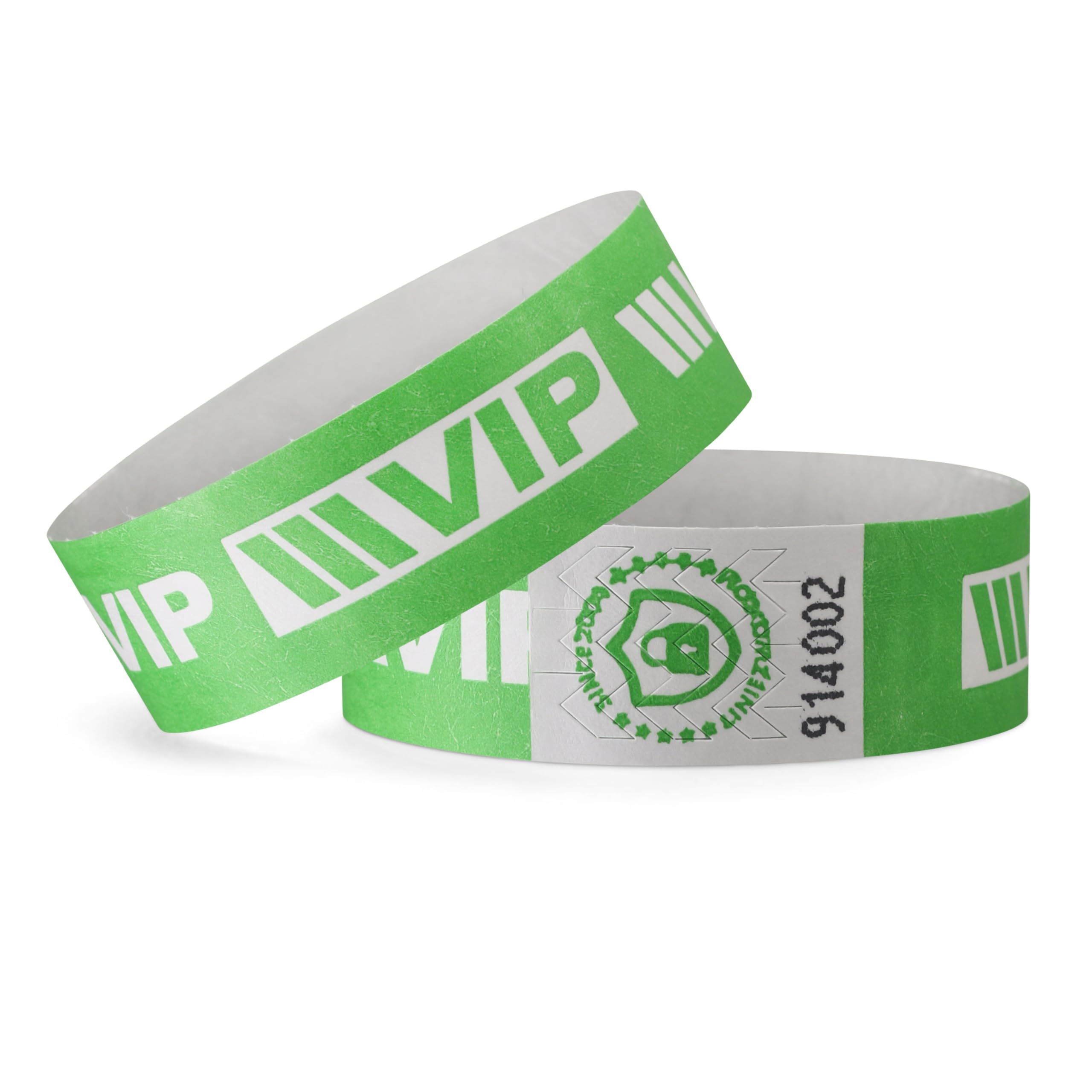 Pack de 100 Pulseras de Seguridad 19 x 254 mm - VIP, Verde neón