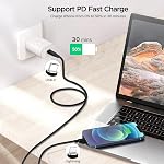 iPhone Charger 6FT [Apple MFi Certified] USB C to Lightning Cable Fast Charging Nylon Braided iPhone Cord Compatible with iPhone 14/13/12/11/Pro/Max/XS/XR/X/8/7/6/SE, iPad,Black