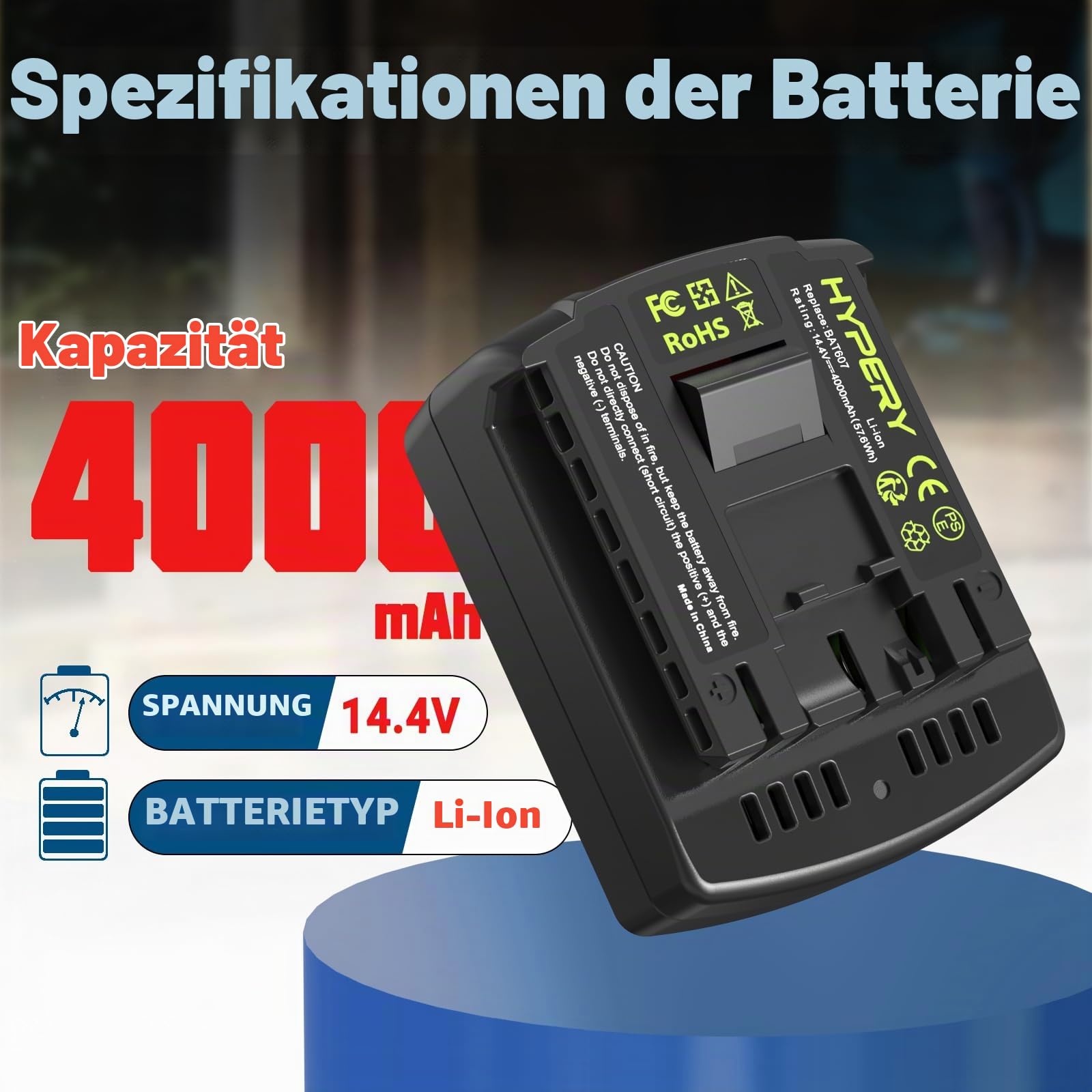 2er-Pack 4000 mAh Li-Ionen-Ersatz für Bosch 14,4 V-Akku – kompatibel mit Bosch PB360S, BAT607, BAT614, GDR/GDS/GSB/GSR 14,4 V-LI – mit höherer Sicherheit Akku-Elektrowerkzeuge Akkus