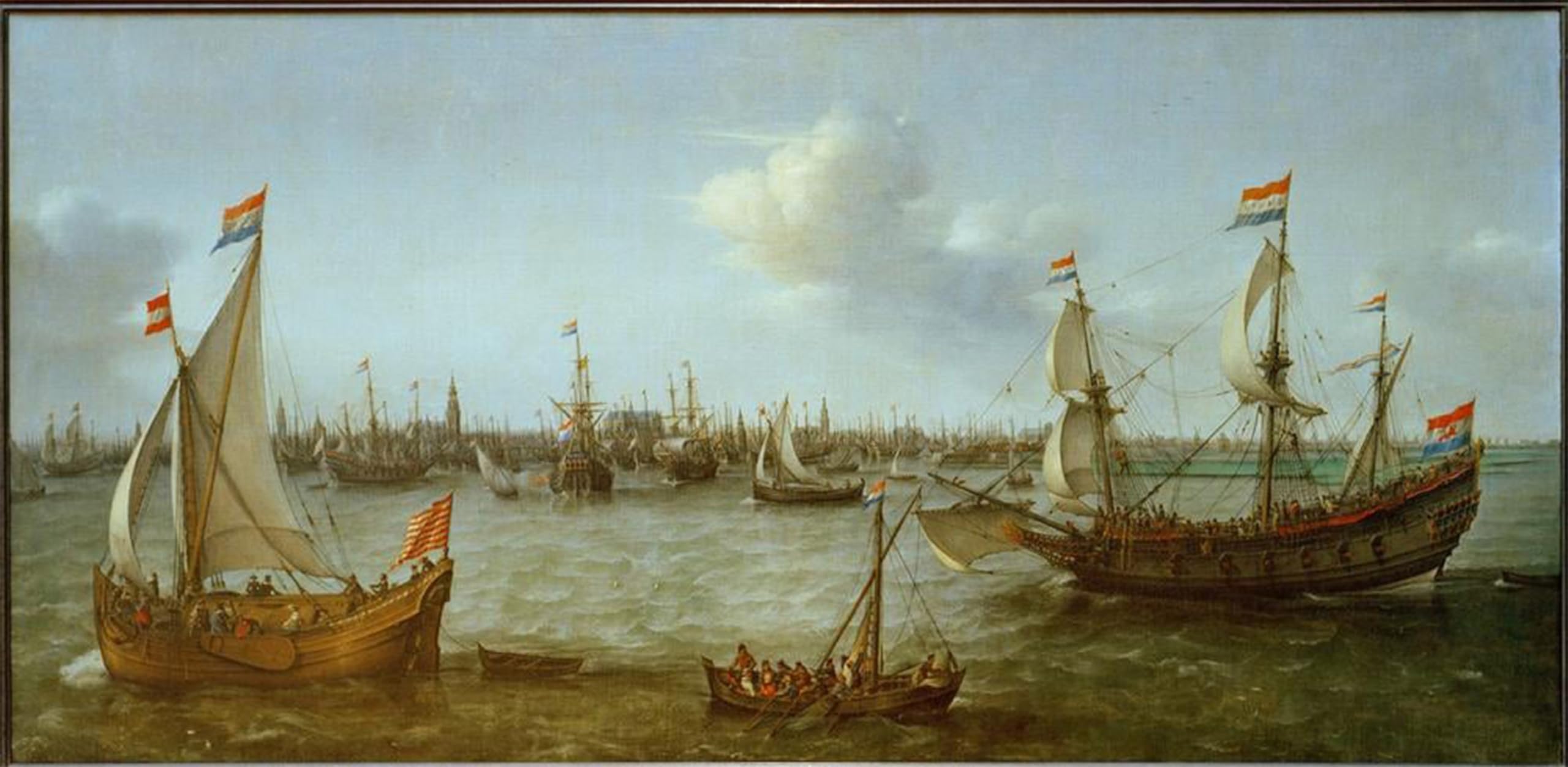POSTERIIk Famous Modern Artwork Art Mural View of the Ij At Amsterdam by Hendrick Cornelisz Vroom Oil Paintings Pictures for Home Decor 60x90cm