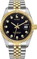 Relógio masculino luxuoso com mostrador de data e strass de cristal de safira Burei, gold black, standard size