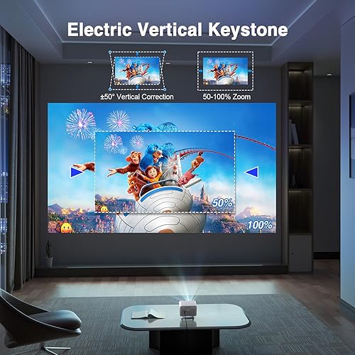 Miniatura 3 de AuKing Proyector, proyector actualizado 2025 con WiFi y Bluetooth,  50 Keystone vertical, proyector de película FHD 1080P compatible con
