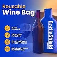 Vista 2 de Paquete de 4 bolsas de viaje reutilizables para protección de vino, de Bottle Shield, con acolchado de burbujas, irrompible, a prueba de fugas