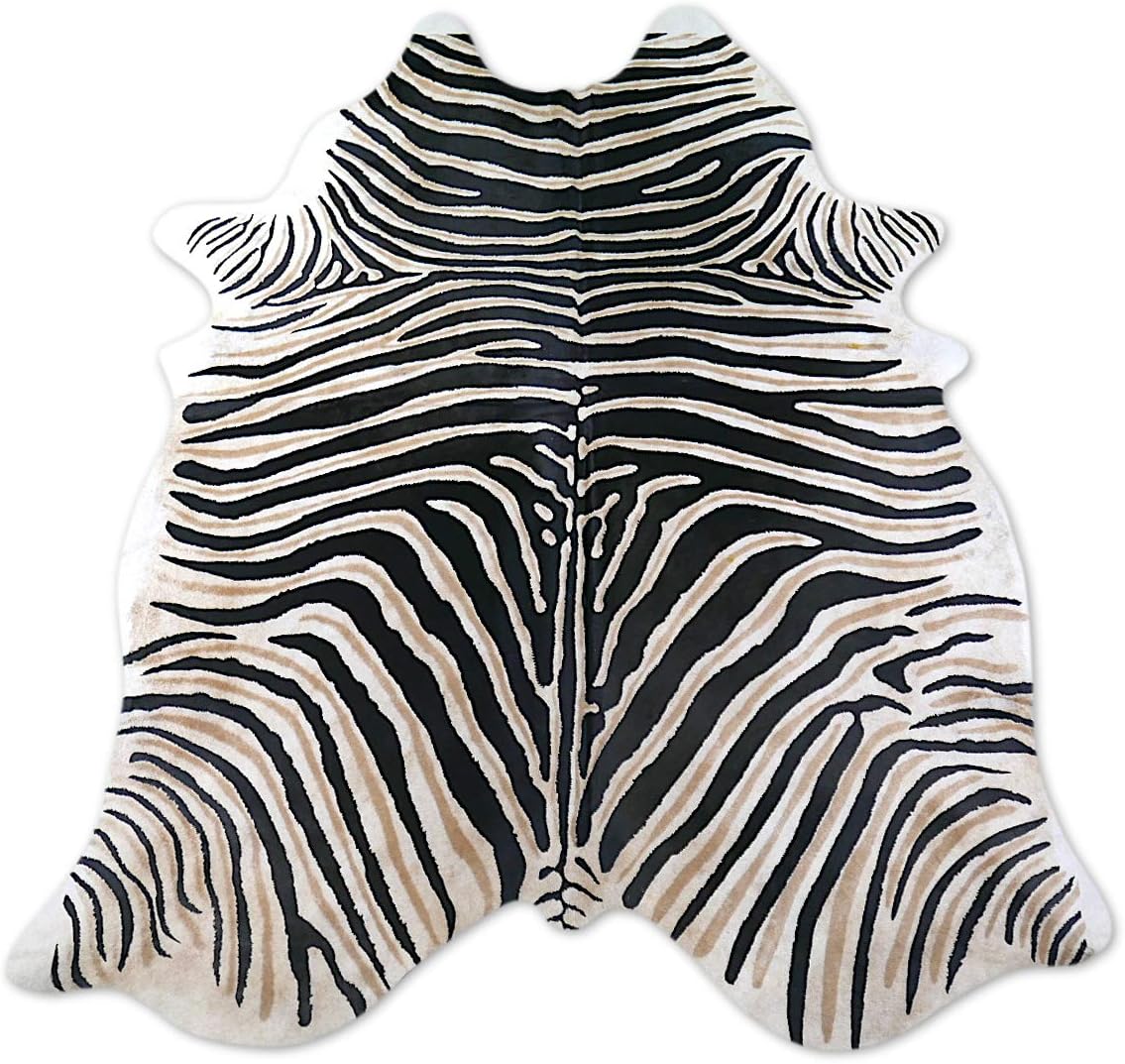 Deluxe Cowhides - Cowhide Area Rug - Genuine Zebra Cowhide Approx 7X6 feet or 213X183cm