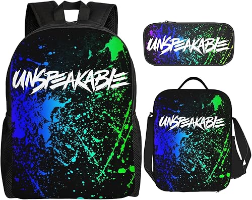 Mochila para juegos para niños con lonchera, bolsa de lápices para niños y niñas, anime de 17 pulgadas, bolsas de almuerzo