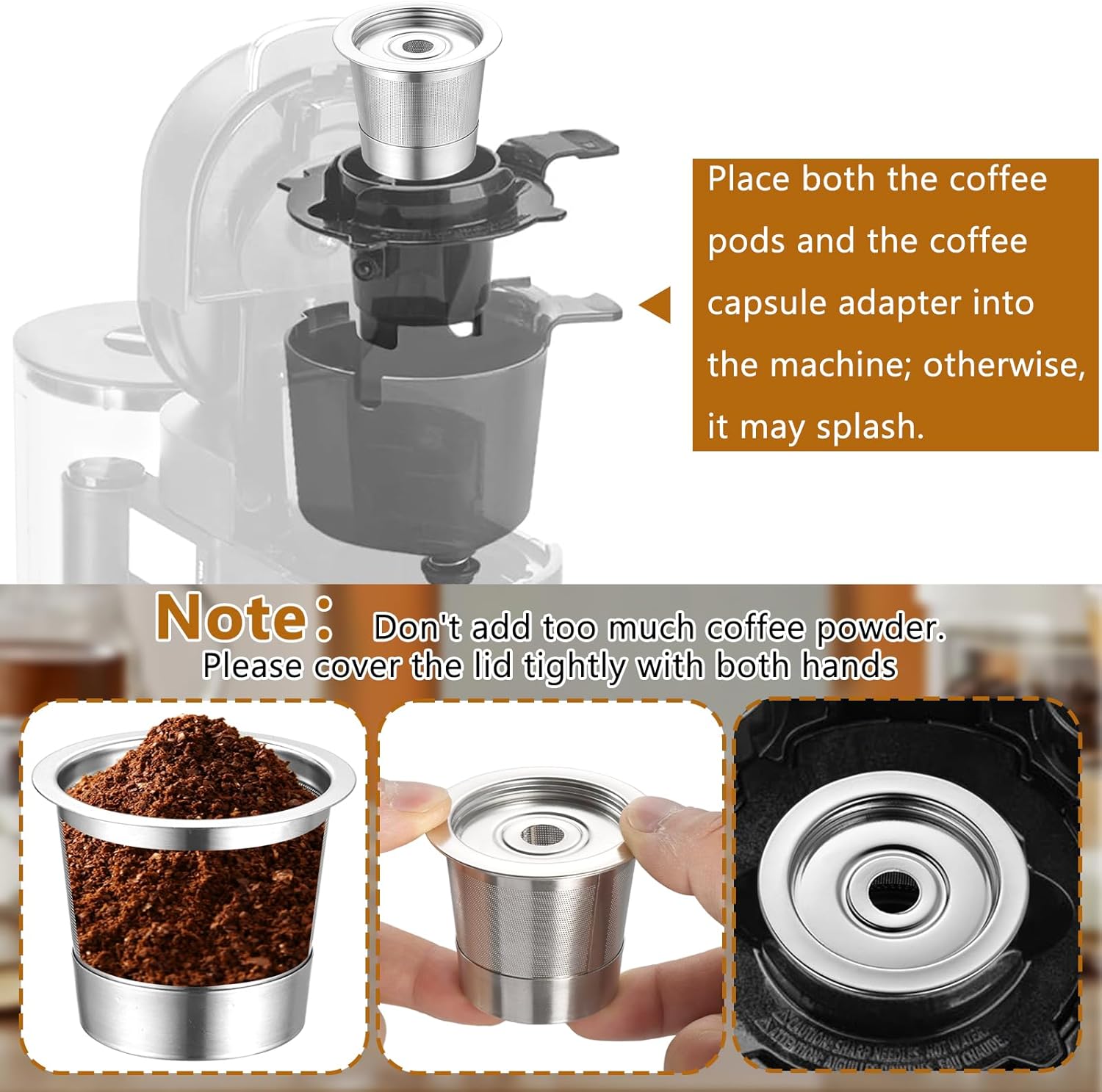 6 Pack Reusable K Cups Coffee Pods for Ninja Coffee Maker PB051 & CFP101/PB041 with 2Pcs Scoop 304 Stainless Steel Reusable K Pod Permanent K Cups Filters Coffee Accessories Fit for Ninja Coffee Maker