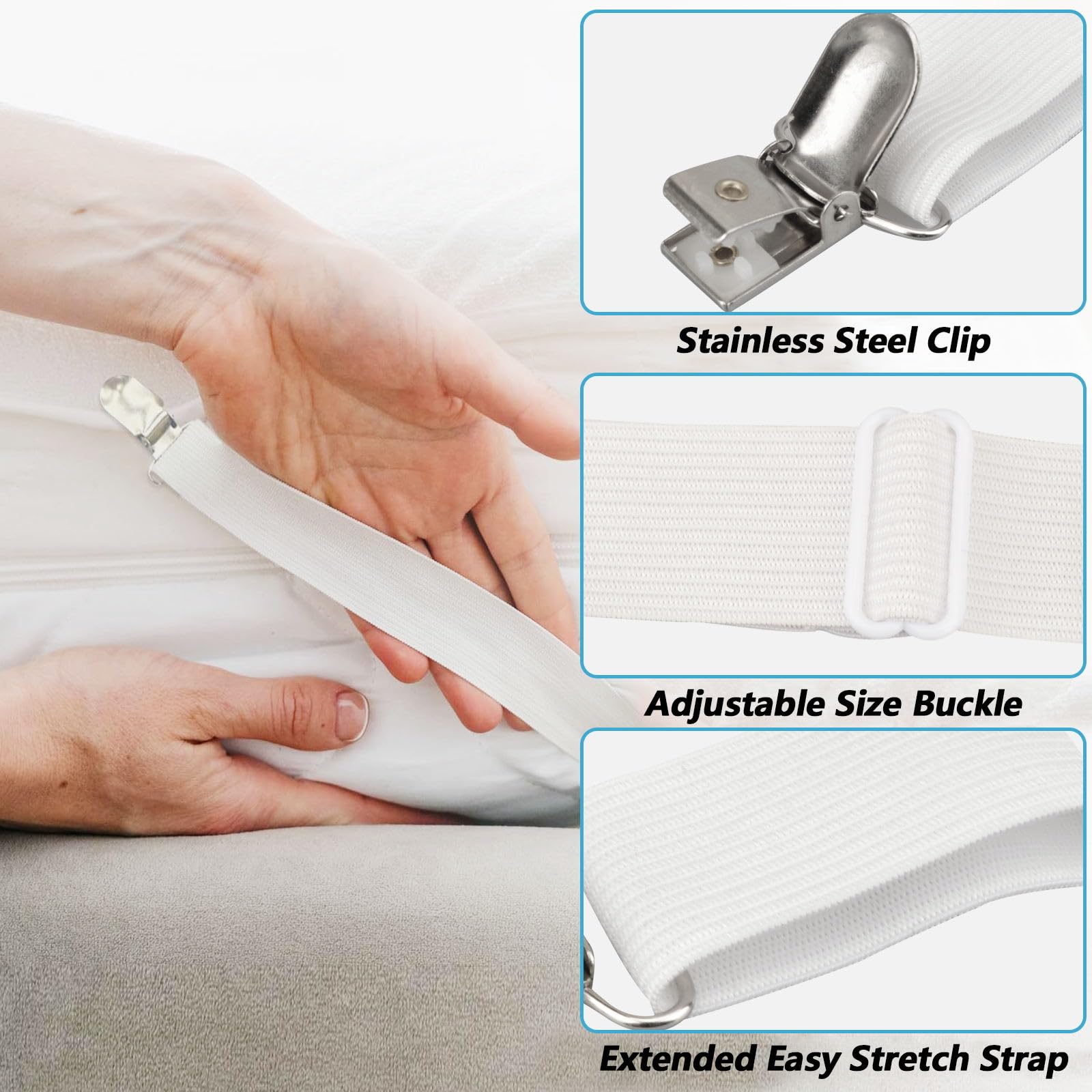 Tendilenzuola Regolabile Con Graffette Metalliche – Fissalenzuola Elastico Per Biancheria Da Letto, Adatto A Ogni Misura