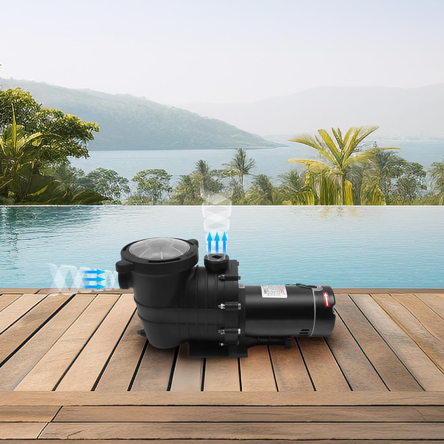 1100W Swimming Pool Pump, 1.5HP Single Speed Pumps, Powerful Pool Pumps with 3450r/min High Rotation Speed, For In/above-ground Pools, Hot Tubs, and Spas in All Types and Sizes
