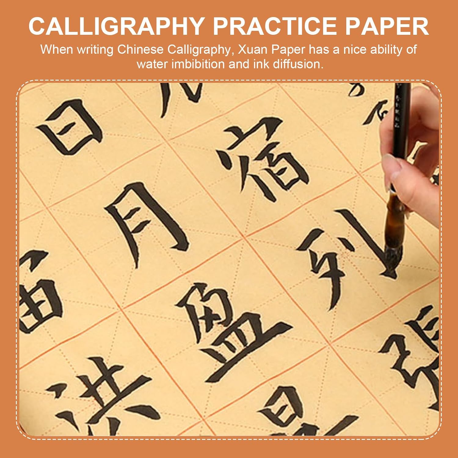 Healifty 150 Sheets Chinese Calligraphy Practice Paper with Grid Traditional Xuan Rice Paper for Beginners Japanese Kanji Writing 15.74X10.15 Inches