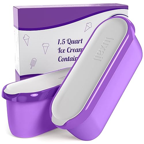 luxail Ice Cream Containers for Homemade Ice Cream,Reusable Storage Freezer Ice Cream Container with Lids, 1.5 Quart Tub, Purple and Lavender, Hand Wash - Purple