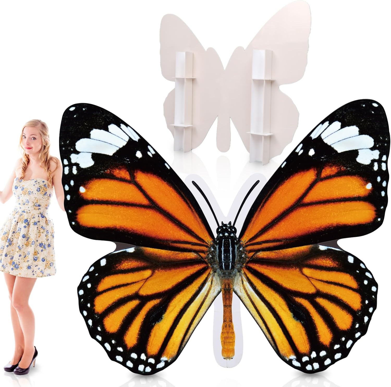 Capoda Giant Monarch Butterfly Cardboard Cutout Stand up Photo Props Life Size Butterfly Birthday Backdrop Decorations Selfie Frame Decor for Princess Wedding Party Supplies(63 Inch)