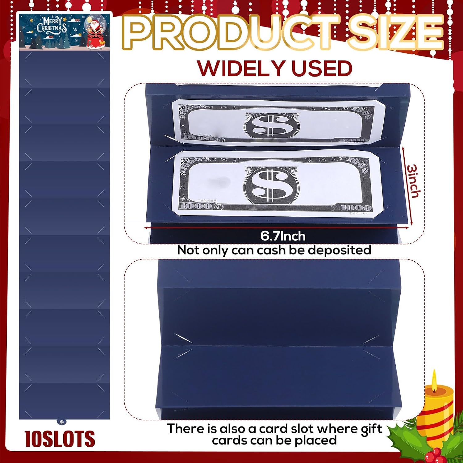 Gersoniel 12 Pcs Christmas Money Holder for Cash Gift Card Envelopes Booklet Surprise Money Card Holder Book with 10 Slots Unique Cute Funny Xmas Santa Supplies for Gift Supplies (mixed Style 4)