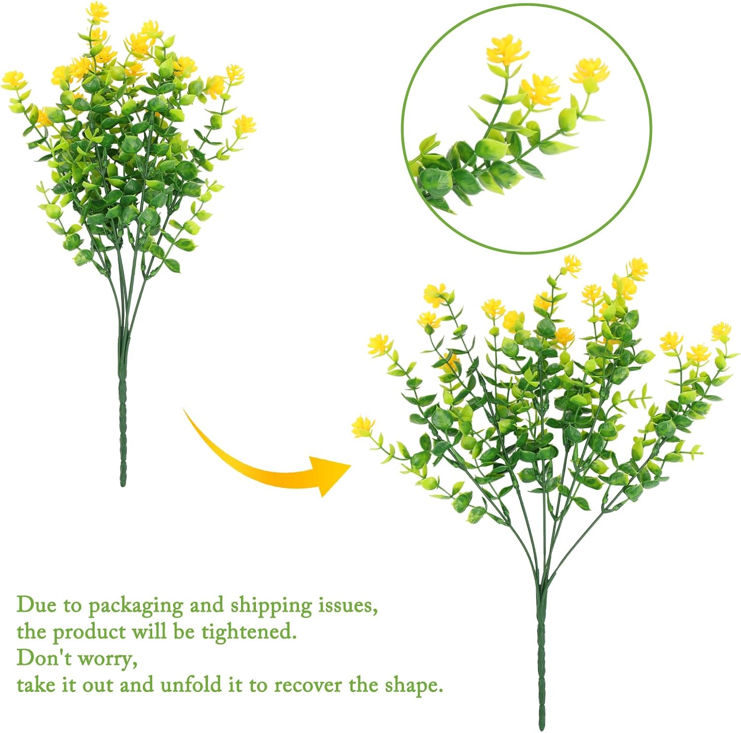 Ageomet Artificial Flowers for Outdoor Decoration, UV Resistant Fake Plastic Flowers Bulk Faux Plants for Spring Indoor Outside Garden Porch Window Box Wedding Home Decor (Yellow)