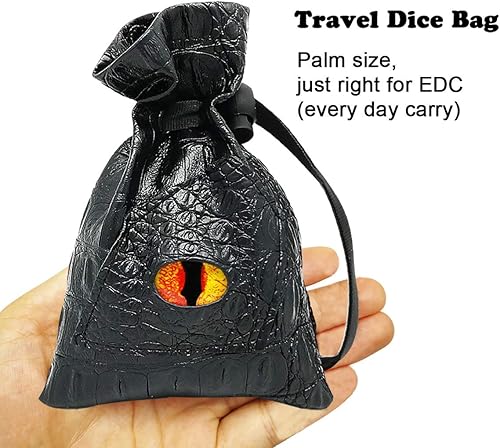 Miniatura 48 de Haxtec - Bolsa de almacenamiento para dados de piel sintética con cordón y diseño de ojo de dragón, para dados de D&D, monedas y accesorios, Mama