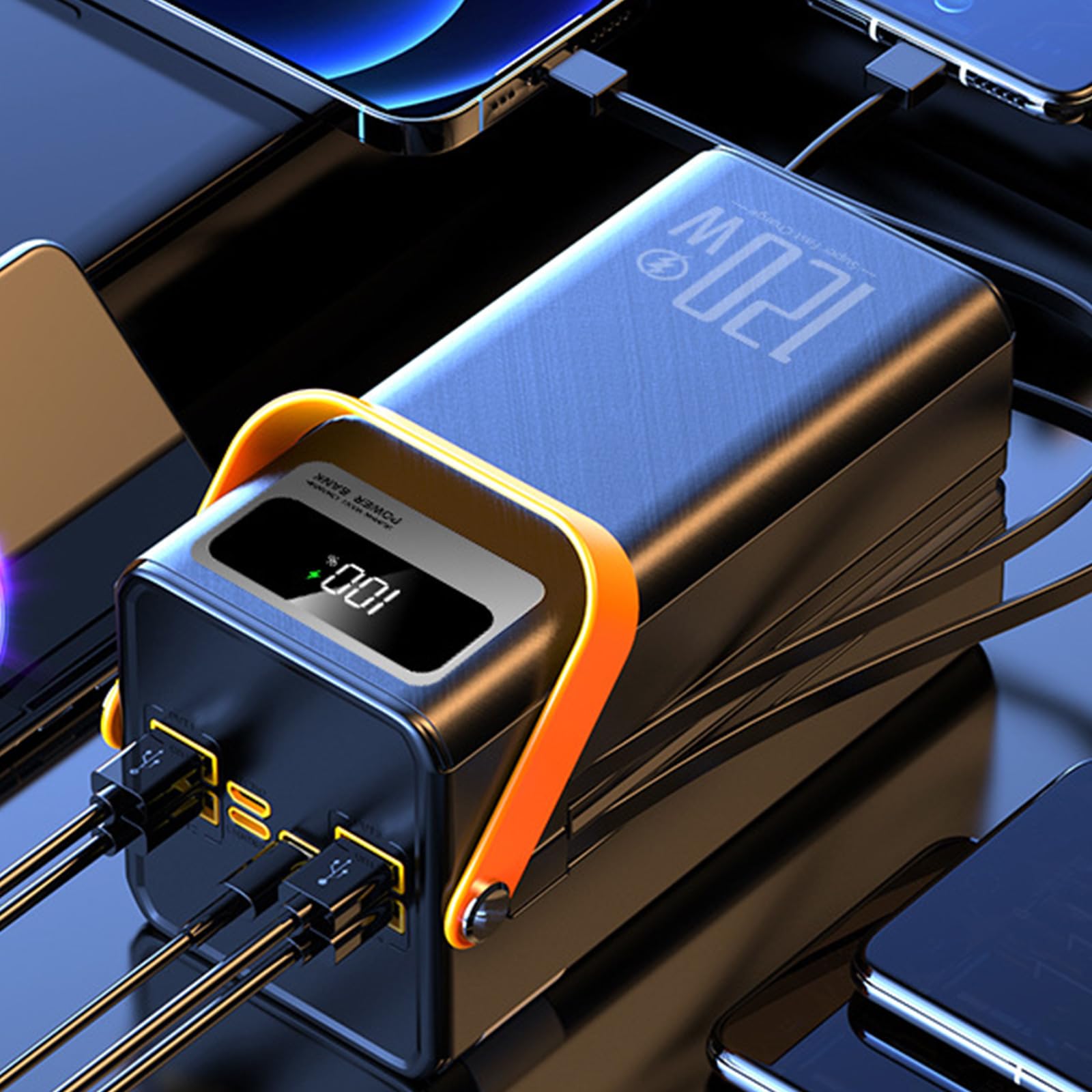 120-W Superschnelllade Mobilnetzteil mit PD20W und Typ C Kabel 3000 mAh / 6000 mAh für Reisen und den Einsatz Freien Schnellladung für Smartphones