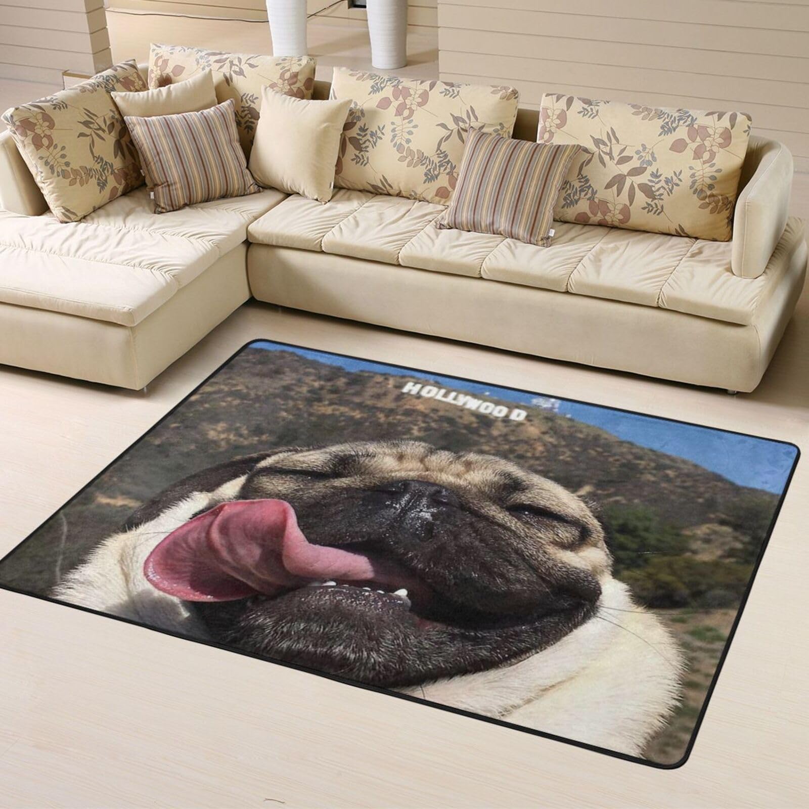 Tapis en mousse contre le sol froid pour chambre avec motif carlin protecteur antidérapant