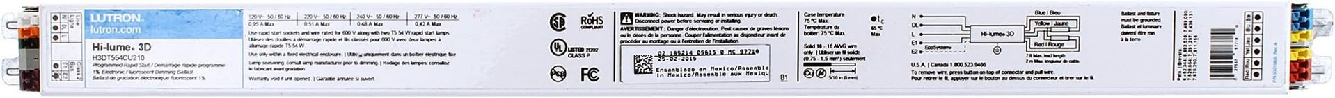 Lutron H3DT554CU210 Dimming Ballast, 120-277V, 45-3/16 in Lamp Lighting, Black