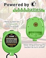 Vista 4 de Temporizador de cronógrafo simple: fácil de usar, configurar, leer y llevar: pantalla grande: encendido/apagado, batería AAA: ideal para Verde