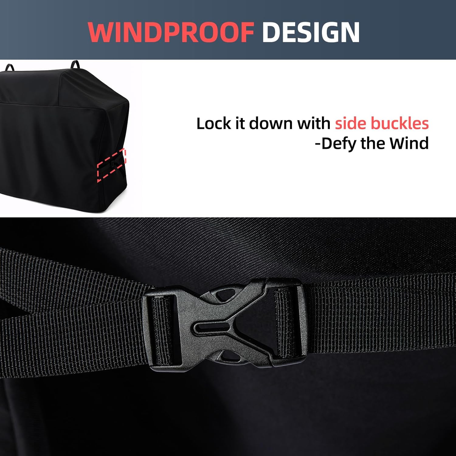 Waterproof Cover for Ninja Flex Flame Outdoor Smoker, UV Resistant, Grill Accessories for Ninja FlexFlame PG300 Series & Cuisinart Outdoors Gas Grill, Windproof with Side Buckles (Cover Only)